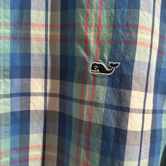 Men’s Vineyard Vines Blue and Green Plaid Button Down Shirt - Med - Picture 2 of 4